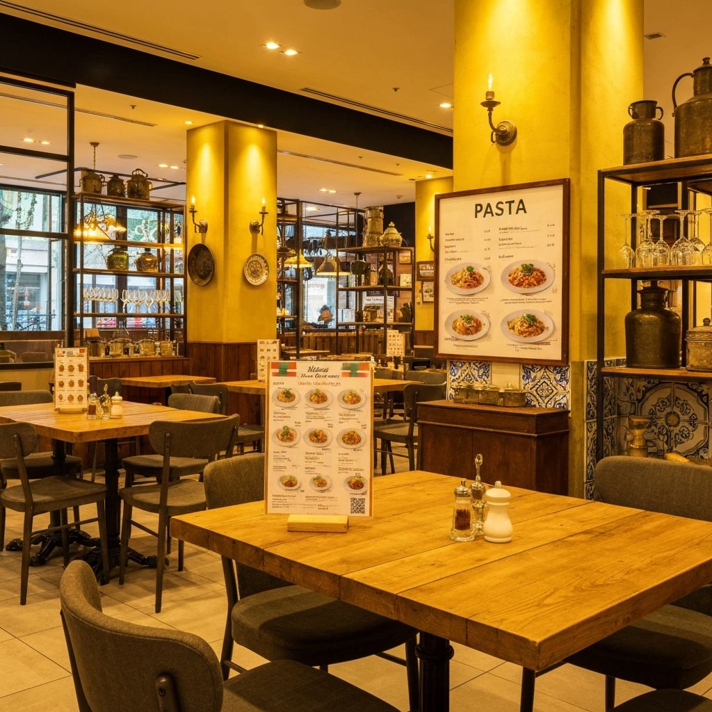Warm and inviting interior of Baci Pasta Cafe inside Westfield Parramatta